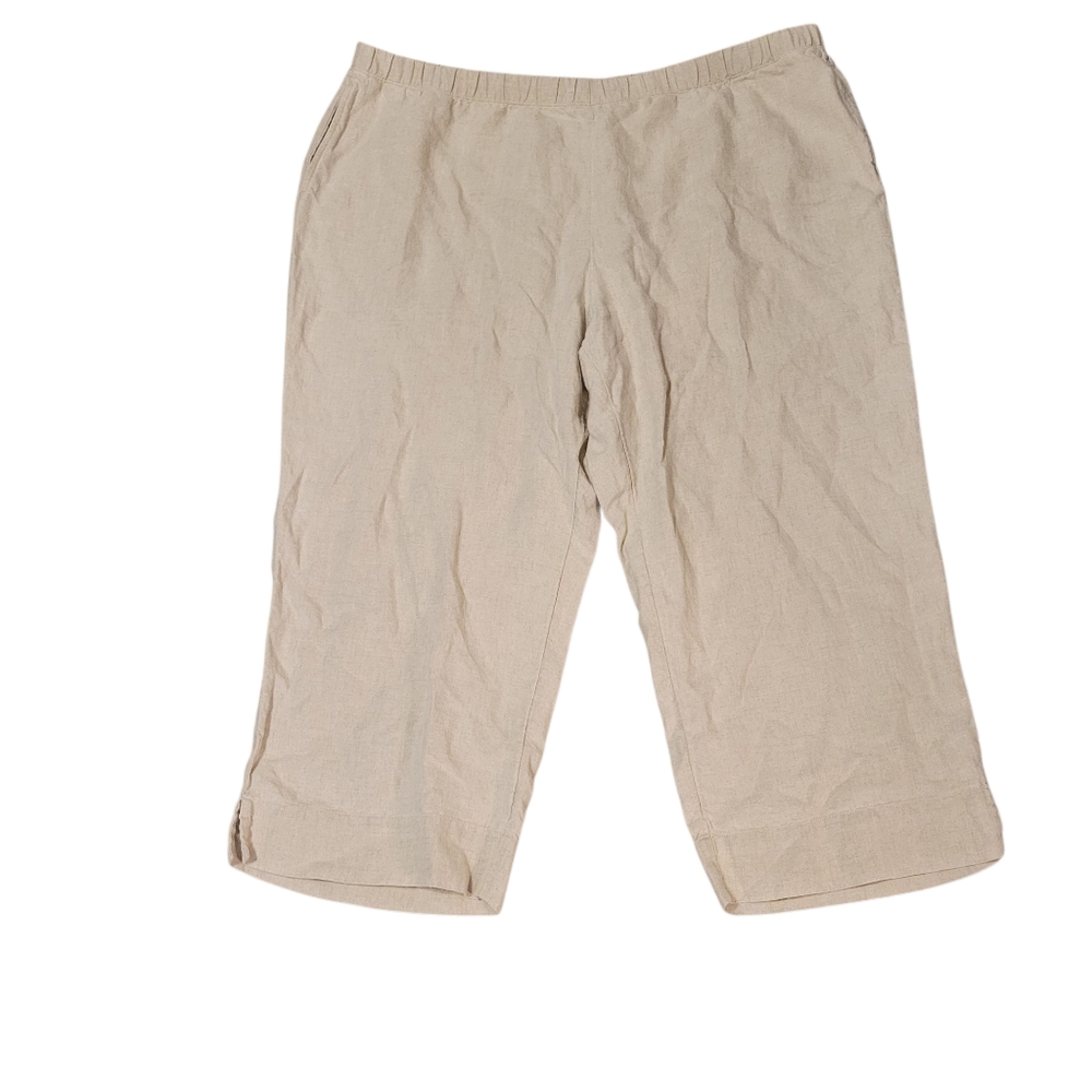 J. Jill Beige Linen Pull On Cropped Pants